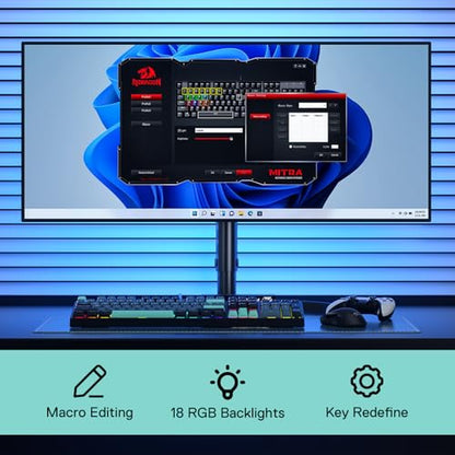Redragon K582 SE Wired RGB Mechanical Gaming Keyboard, 104-Key, PBT Keycaps | 16.8M Color Immersive eSports Lighting Vibe, Quiet Keystrokes w/ Sound-Absorbing Foam, N-Key Rollover, Customize Software - color: Dark Jade
