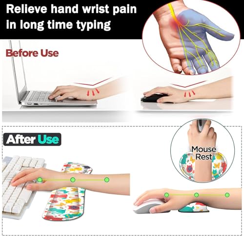 Large Gaming Mouse Pad+ Keyboard Wrist Rest Set, Ergonomics Memory Foam Mouse Mat Wrist Rest Support for Home Office, Waterproof Extended Mousepad 31.5x11.8in, Cute Cartoon Cats White Desk Pad - color: Yvb-mousepad-9-f-162