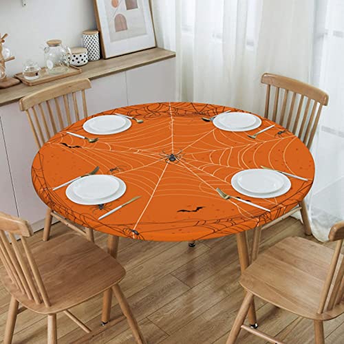 Halloween Round Tablecloth Elastic Fitted Table Cover Washable Elastic Edge Tablecloths for Kitchen Dining Party Fitted Table 40-44 inch - color: Halloween S, size: 40" (Round)