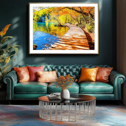 Autumn Foliage Lakes Park 500 Piece Jigsaw Puzzles for Adults Bridge Nature Scenery Puzzle with Letters on Back Fall Forest Reflection Fun Relax Puzzles for Family - color: Foliage Lakes Park