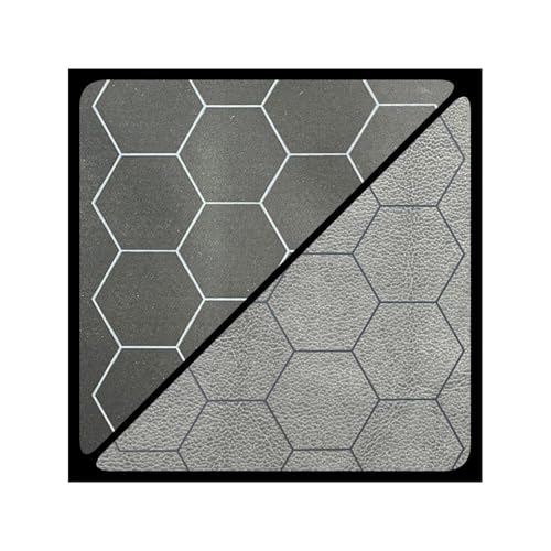 Chessex Play Mat – Mat: 1” Hex 2 Sided Black/Grey Battle mat Two Colour Playmat – Smooth & Tough – Compatible with Tabletop RPGs – Accessories for Game Night