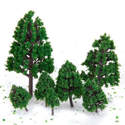Mixed Model Trees, 29pcs, 1.5-6 inch(4-16 cm), Ho Scale Bushes, Diorama Supplies, Plastic Trees for Projects, Model Train Scenery with No Bases - style: 29pcs green trees