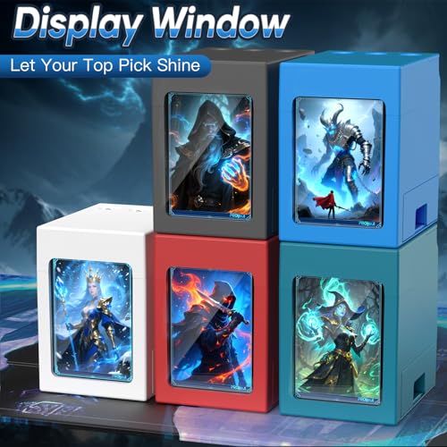 Proijeut Mtg Deck Box with Life Counter, Commander Deck Box Fits 100 Double-Sleeved Cards, Magic Card Storage Box with Commander Display & Dice Tray, Fit for MTG, TCG, CCG (Blue) - color: Blue