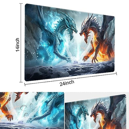 Premium Board Game 24x14in MTG Playmat Compatible for OCG CCG RPG TCG Playmat (Ice and Fire) - color: Ice and Fire