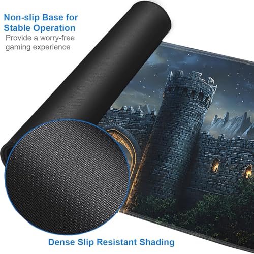 for MTG Game Playmat - 24 x 14 inches with Dices and Storage Bags, Non-Slip Base for TCG and Board Game Card Mats, Trading Card Games Mat, Night Castle Gates Pattern Collectible Card Playmats - color: Jv-playmat-p7-1-g199