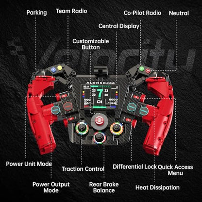 F1 Racing Steering Wheel Building Set,Mechanical Sim Driving Wheels-971 PCS | Compatible with LEGO F1 Merchandise, Concept Red Model Collectible Gift for Teens Boys 10+ Adults - color: Red