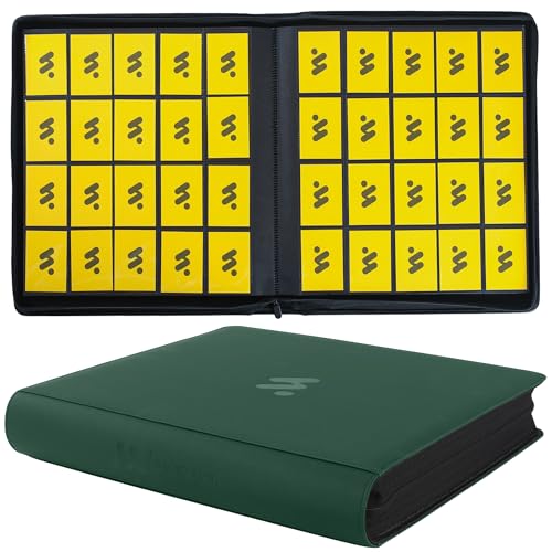 Card Binder 20 Pocket,Trading Card Binder Holds up to 2000 Cards with 50 Sleeves,Zipper Card Holder Album Compatible with TCG Card/Game Cards/Sports Card - color: Dark Green, size: 20 Pocket 2000