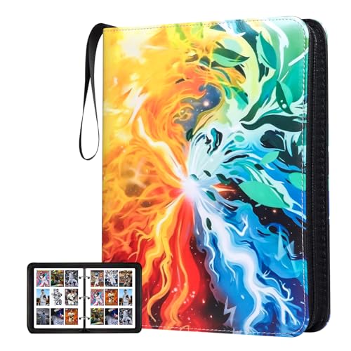 Collectible Trading Card Albums, 9 Pocket Trading Card Holder Fits 990 Cards With 55 Removable Sleeves Card Storage Organizer Case Compatible with Trading Card and Other Sports Cards - color: 990-COLORFUL-1