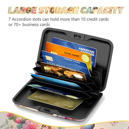 Credit Card Holder, Colorful Butterfly Mini RFID Small Aluminum Card Wallet | Blocking Slim Metal Business Card Case, RFID Blocking Front Pocket Wallet Hard Case Durable CC Holder for Women Girl - color: Colorful Butterflies