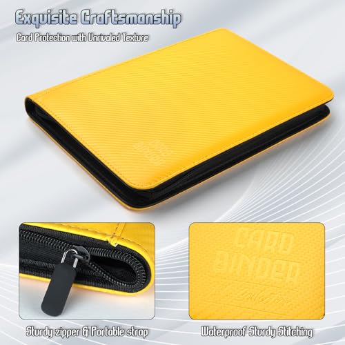 Trading Card Binder, Premium 9 Pocket Double Sided 540 Pocket PU Card Collection Binder, Collectible Trading Card Albums for MTG, TCG, Sport Card, Game Cards (Yellow 1) - color: Yellow 1