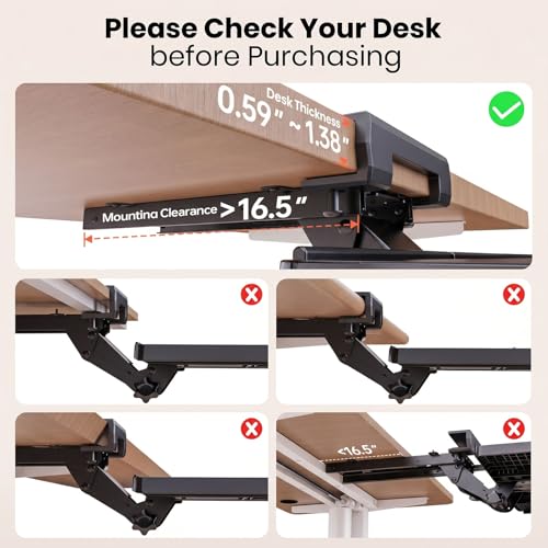 Klearlook Upgraded Ergonomic Keyboard Tray Under Desk, Adjustable Sliding Keyboard Platform Holder, Keyboard Stand with Wrist Rest & Storage Drawer for Home, Office and Gaming, 24.4"x10"