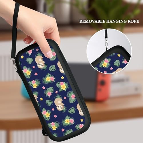 PPIKTC Protective Carrying Case for Switch, Travel Game Console Holder Bag with 15 Game Cartridges, Cute Sloths - color: Design (207)