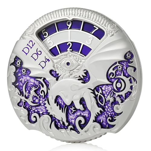 DNDND Dungeons and Dragons Roulette Spinner Dice 7-in-1 Spinner Metal D&D Dice Set with Gorgeous Gift Box for Dungeons and Dragon and Tabletop Game (Silver with Purple) - color: Dragon Silver Purple