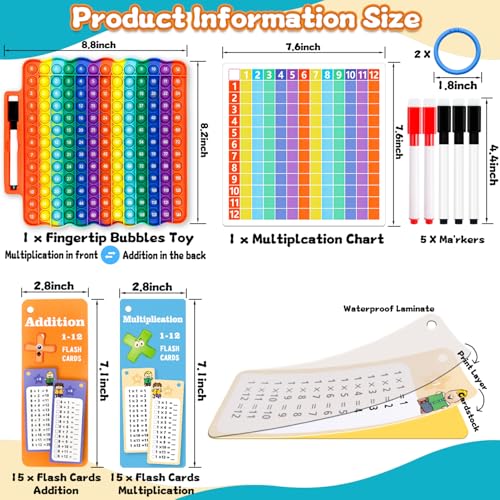 Addition Flash Cards+Multiplication Flash Cards + Fingertip Bubbles Toy | Interesting Math Combination, Math Games for Children Aged 3 + - style: Multiplication + addition