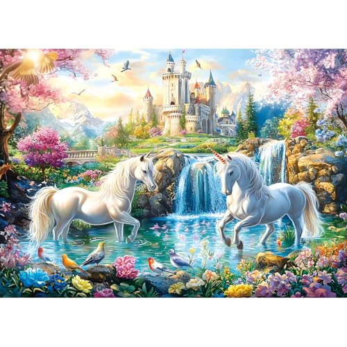 1000 Piece Jigsaw Puzzles for Adults, Unicorn Castle Puzzles for Adults, Impossible Challenging Difficult Puzzle Gift for Adult Jigsaw Puzzles Lovers (27.5"x19.7") - color: White - Unicorn Castle, size: 27.5" X 19.7"