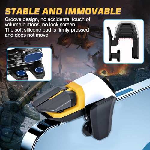 EasEasy PUBG Game Trigger, Mobile Phone Controller Compatible for PUBG/Rules of Survival/Knives Out, 6 Fingers Trigger with Sensitive Aim and Shoot Smartphone Joystick for iPhone & Android-Yellow - color: Yellow