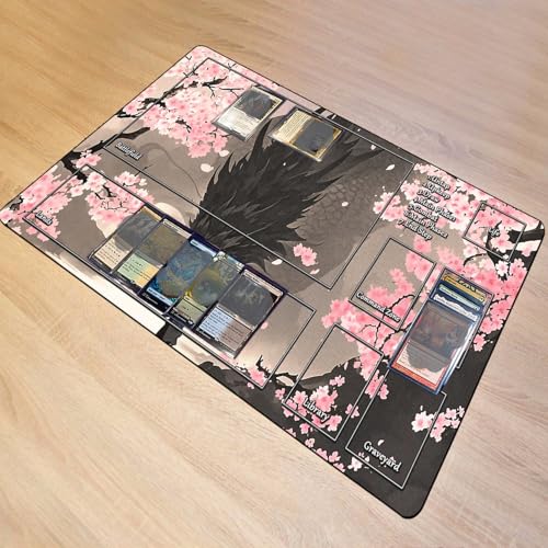 STORKY MTG Playmat, Landscape Board Game Mat with Storage Bag, Mouse Pad for Trading Card Games, Playing Mat with Zones, Smooth Rubber Surface Battle 24 x 14 inches, Dragon - color: Dragon With Zones