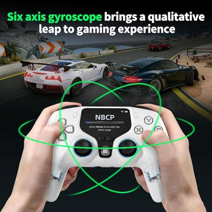 NBCP Wireless PC Controller with Interactive Screen - Gaming Controller with Hall Joysticks & Triggers - 1000Hz Polling Rate & 2 Programmable Buttons, Gyroscope Calibration & Drift Repair Function, Motion Control, Compatible with PC/Switch/ iOS/Android