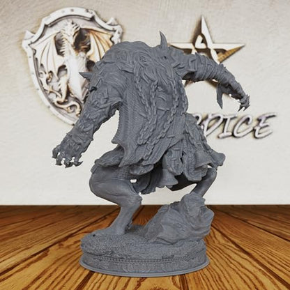 AUSPDICE Terrifying 28mm Unpainted Werewolf Figure - Customizable Fantasy Miniature for DND & Horror Tabletop RPG Campaigns - Monster Model for Painting & Gaming-AS162