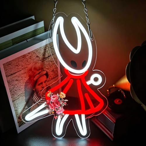 Knight Neon Sign for Wall Decor Gaming Anime LED Neon Light Up with USB Power for Bedroom Man Cave Kids Room Party Decoration, Gifts for Boys Game Lover - color: White and Red, Xiaohongren