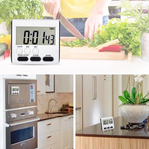 Xuhal 8 Pack Digital Magnetic Kitchen Timer for Cooking Bulk, Black | Big Digit Loud Alarm Magnetic Backing Stand Hook 24 Hour Clock for Baking Cooking, Egg, Classroom, Teacher, Exercise, Study - color: Black