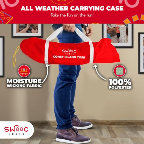 Swooc Games - Coney Island Toss™ - Arcade Style Cornhole Board Set w/Carrying Case & 15+ Games - Corn Hole Games for Adults - Kids Bean Bag Toss Game - Kids Cornhole Set w/Bags - Outdoor Yard Games