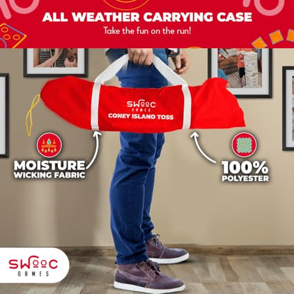 Swooc Games - Coney Island Toss™ - Arcade Style Cornhole Board Set w/Carrying Case & 15+ Games - Corn Hole Games for Adults - Kids Bean Bag Toss Game - Kids Cornhole Set w/Bags - Outdoor Yard Games
