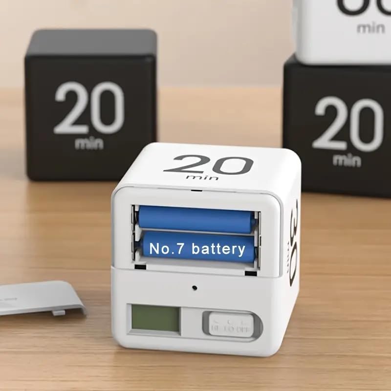 Gravity Sensor Flip Cube Timer Countdown Reminder Doing Time Management for Kitchen, Bedroom, Office, Living Room, Desk 15-20-30-60 Minutes(Black) - color: Black