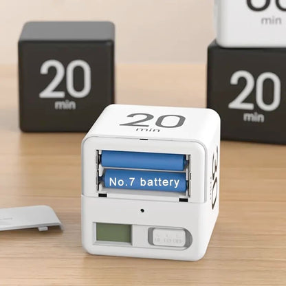 Gravity Sensor Flip Cube Timer Countdown Reminder Doing Time Management for Kitchen, Bedroom, Office, Living Room, Desk 15-20-30-60 Minutes(Black) - color: Black