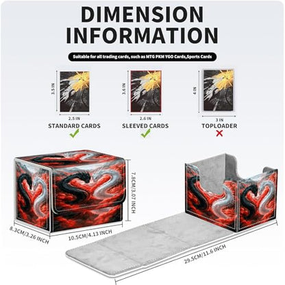 PU Leather Deck Box for MTG Commander Cards, Fits 100+ Double Sleeved Cards, Secure Magnetic Trading Card Storage Case for TCG CCG,Dragon Heart Yin Yang - color: Dragon Heart Yin Yang