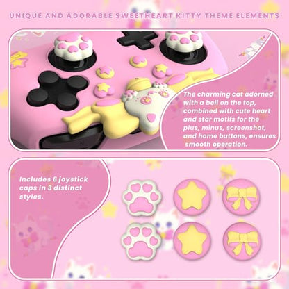 PlayVital Sweetheart Kitty Silicone Skin Compatible with Nintendo Switch Pro Controller Kawaii Anti-Slip Cover, Switch Pro Controller Joystick Grips & Protective Silicone Case - Pink - color: Pink