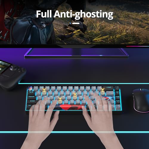 surmen 60% Wired Mechanical Gaming Keyboard, 68 Keys Backlit Ultra-Compact Mini Office Keyboard 60 Percent with Linear Red Switch for PC/Mac Gamer, Typist (68 Dolch) - color: 68 Dolch