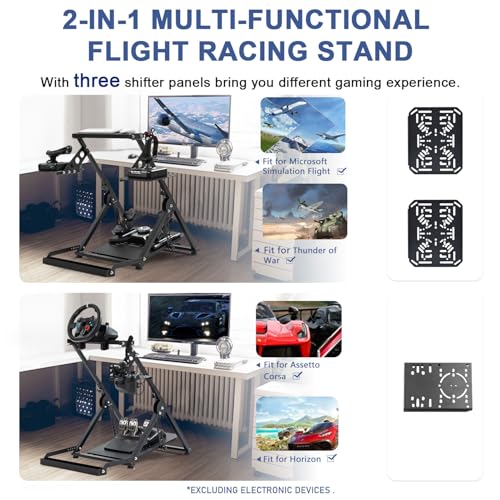 Anman Foldable Flight Simulation Cockpit 3.0 with Fixed Slot Fit for Logitech/Thrustmaster/Hotas Warthog/Fanatec,Electronics Adjustable Fight Sim Mount Pedals, Steering Wheel Not Included