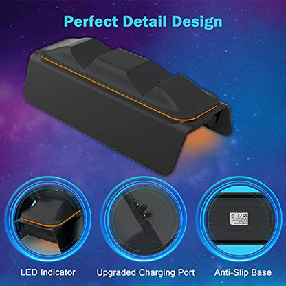NexiGo Enhanced PS5 Controller Charger with Thumb Grip Kit, Fast Charging AC Adapter, DualSense Charging Station Dock for Dual PlayStation 5 Controllers with LED Indicator, Black - color: Black