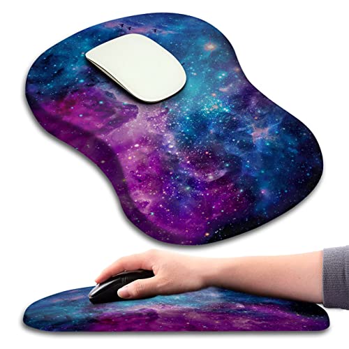 Mouse Pad Wrist Support, Ergonomic Mouse Pad with Massage Dot, Comfortable Computer Mouse Pad for Laptop, Wrist Rest Pain Relief Mousepad with Non-Slip PU Base for Office & Home, 12 x 8 in - color: 03-Nebula Galaxy