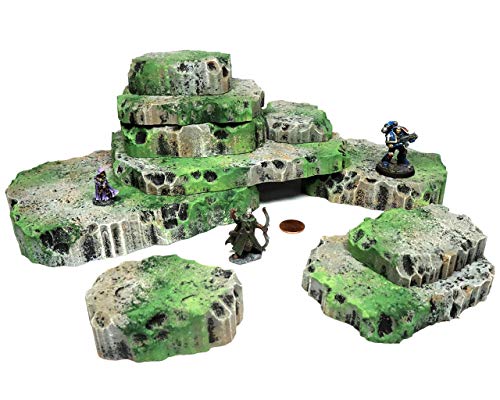 Mossy Stone Stacking Modular Hills Set - - Handmade Terrain for Tabletop War Games and TTRPGs
