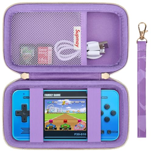 Supmay Carrying Case Compatible with WELLST·G/ for GuaiyeyeAP Handheld Game for Kids -Preloaded 220 Retro Video Games, Portable Gaming Player Storage Holder Travel Bag with Mesh Pocket, Purple(Cube) - color: Purple Cube