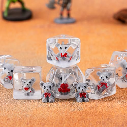 Bear DND Resin Dice Set, Polyhedral D&D Dice Animal Inclusion Dice D and D for Dungeons and Dragons MTG RPG Board Games - color: Bear