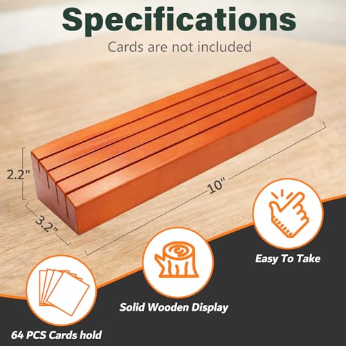 Wooden Playing Card Holders for Seniors, 4 Pack Card Holder Trays for Playing Cards, 10" Hands-Free Card Holders with 4 Slots for Adults, Kids, Arthritis Hands, Bridge, Poker, Canasta, Game Night