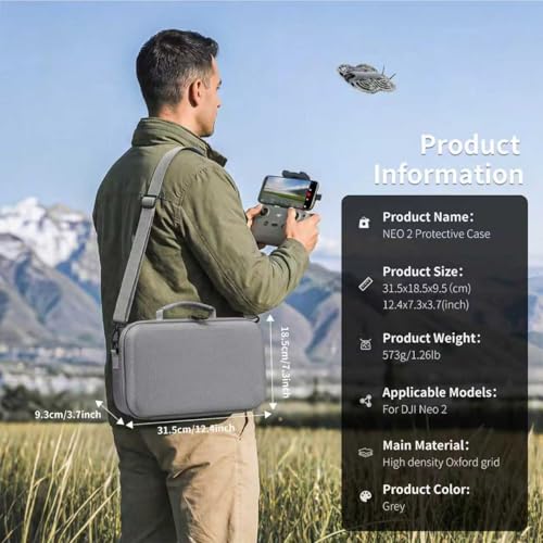 NEO 2 Case, Waterproof hard Carrying Case for DJI Neo 2 Accessories, Travel Storage Bag for DJI Neo 2 Fly More Combo, Compatible with RC-N3/RC-N Remote Controller