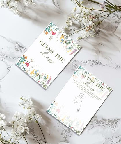 Find The Dress Game Cards, Wildflower Bridal Shower Games Card, Floral Wedding Shower Games Set, 25 Game Cards for Bridal Shower Wedding Bachelorette Engagement, 11 - style: Find The Dress