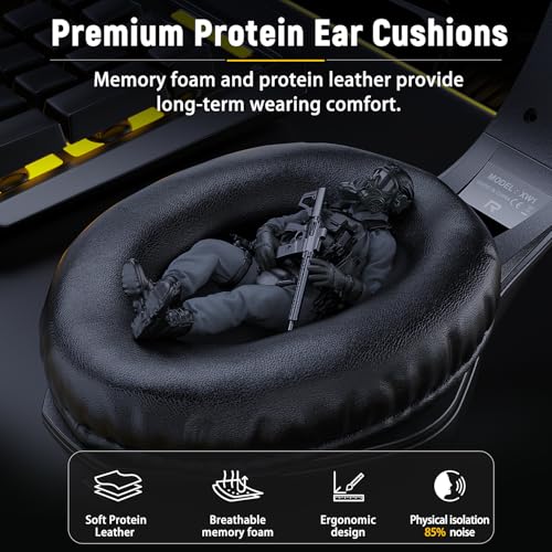 Tatybo Gaming Headset for PC, Ps5, Ps4, Switch, Mobile, Xbox Headset with Deep Bass Stereo Sound, Over Ear Gaming Headphones with Noise Canceling Mic, RGB, Black - color: BLACK