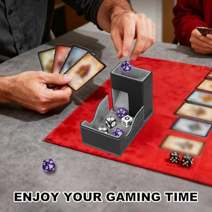 Dice Roller Tower, Magnetic Dice Tray for Rolling, Foldable Leather Dice Organizer Tower Fits for Dungeons & Dragons, MTG DM and Player, Black & Gray - color: Black & Gray, style: Style A