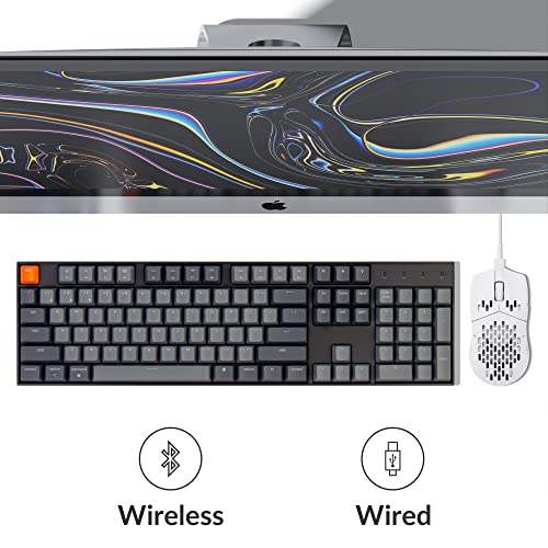 Keychron K10 Full Size 104 Keys Bluetooth Wireless Mechanical Gaming Keyboard for Mac Windows with Keychron Super Brown Switch, Multitasking/White LED Backlight/USB C Wired Computer Keyboard - color: Keychron Super Brown Switch