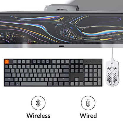 Keychron K10 Full Size 104 Keys Bluetooth Wireless Mechanical Gaming Keyboard for Mac Windows with Keychron Super Brown Switch, Multitasking/White LED Backlight/USB C Wired Computer Keyboard - color: Keychron Super Brown Switch