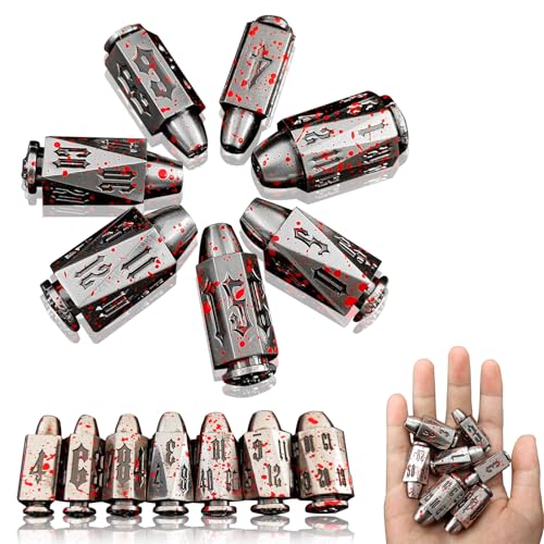 2025 Metal Polyhedral Bullet for DND Dice Set, 7Pcs Metallic D&D Dice with Gift Case for Dungeons and Dragon Game, RPG Role Playing Table Game Gifts (Bloodstain) - color: Bloodstain