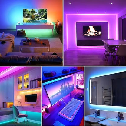 NBBUFF 32.8 ft Smart RGB LED Strip Lights，Control via App or Remote，Features Music Sync and Timer Functions，Perfect for Creating Ambiance in Bedrooms, Living Rooms, Christmas Parties, Home Decor - size: 32.8FT