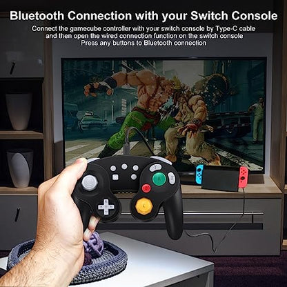 ADHJIE Wireless Gamecube Controller for Nintendo Switch,Wireless Switch Pro Controller for Nintendo Switch/PC/Steam,One-Button Wake Up,6-Axis Gyro Motion,Turbo & Auto Turbo(Black) - color: Black