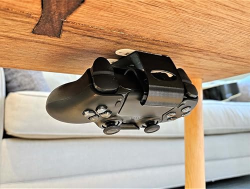 Controller Holder – Under Desk or Wall Mount Compatible with PS5 DualSense and Xbox Controllers | Quick Snap-in Design | Made in USA - color: Black, size: PS5
