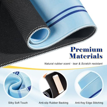 Mahjong Mat with Rule, 32.5" x 32.5" Waterproof Soft Surface Game Mat, Easy Clean Non-Slip & Noise-Reduce Mah Jong Table Mat with Carry Bag, Rolled Packaging for American Mahjong, Poker, Game - color: Light Blue